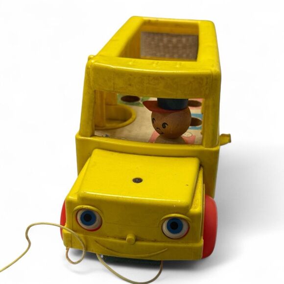 Vintage 1965 Fisher Price Little People School Bus Original Pull Toy - Picture 2 of 5